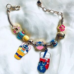 NWOT 6.8" - 8.2" Stitch Charms & Bracelet - Lilo & Stitch Beads Bangle